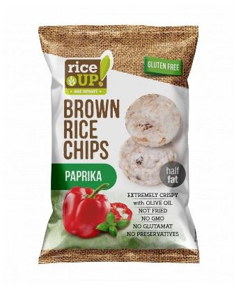 Kép RICE UP BARNA RIZS CHIPS PAPRIKÁS, 60 G