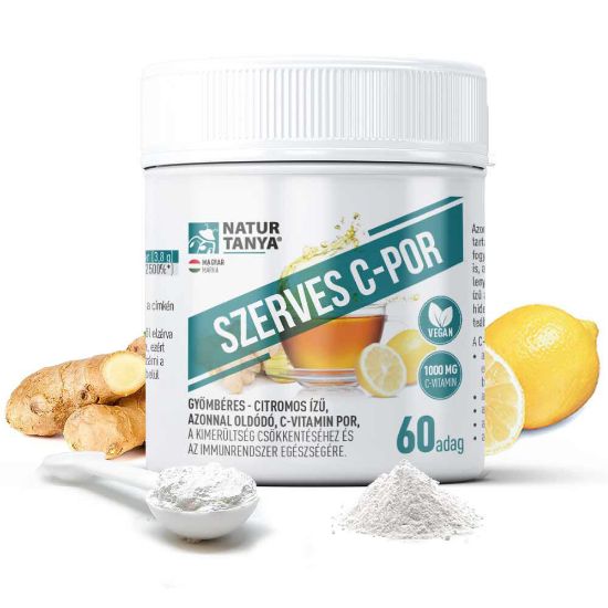 Kép Natur Tanya® Szerves  C vitamin por, gyömbéres - citromos ízű , 60 adag